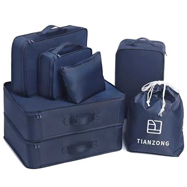 TianZong 7-piece Set Packing Cubes, Travel Bags for Luggage , Packing Organizers with Shoe Bag (Navy Blue)