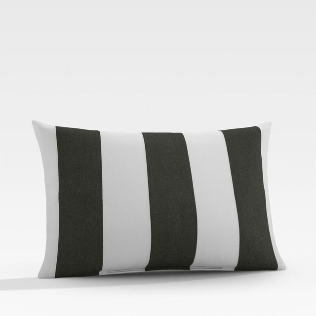 Sunbrella ® 20"x13" Black Cabana Stripe Outdoor Pillow