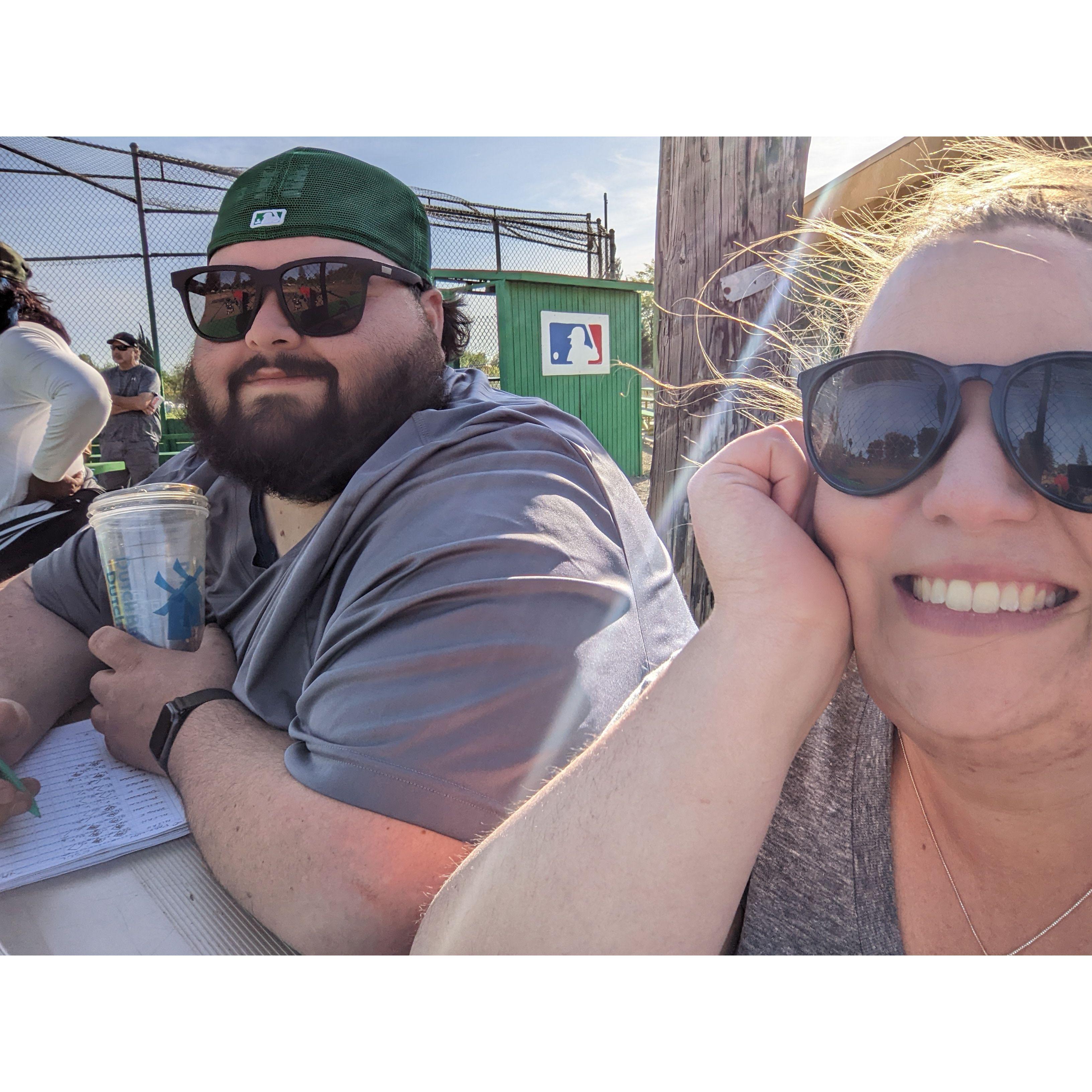 Much of our early "dates" were at Peter's niece's softball games.