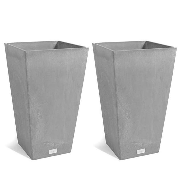 Veradek V-Resin Indoor/Outdoor Taper Planter, 2-Pack