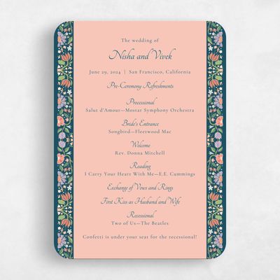 Pink Rounded Wedding Program - Suraya