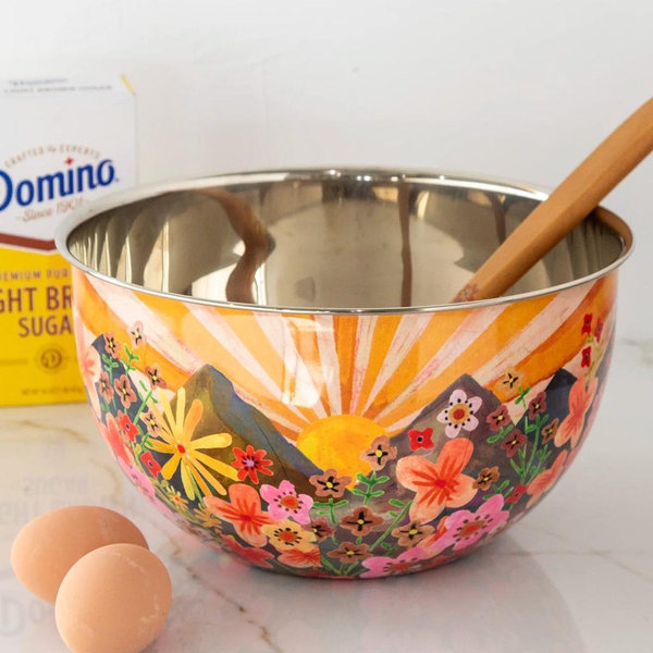 Stainless Steel Bowl - Large Yellow Mountain Range