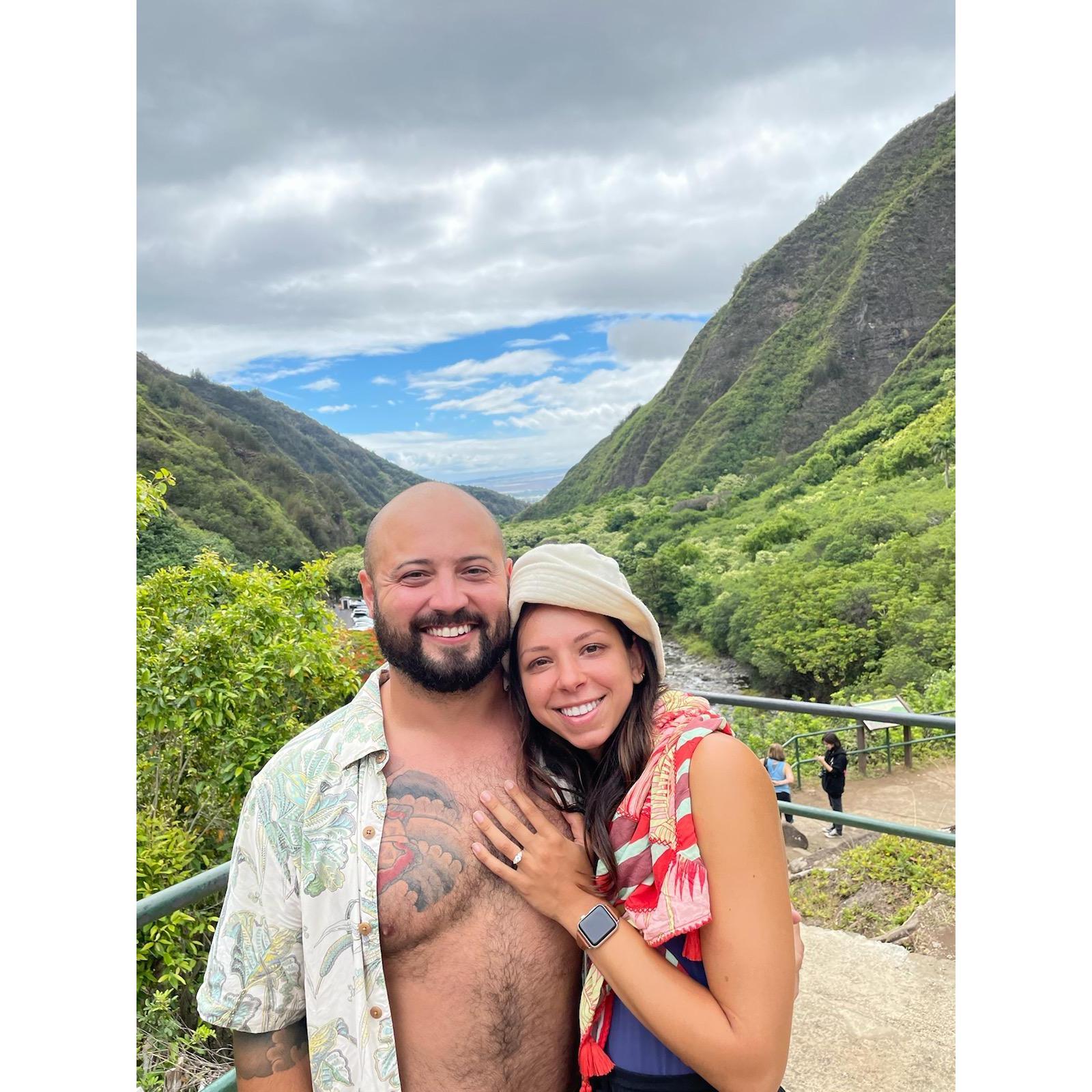 Our engagement at the I'ao Valley in Maui.