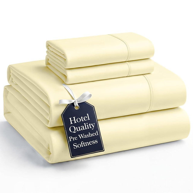 Casa Platino Sheets Full Size Bed Set, Pre-Washed Full Size Sheet, Ultra Soft & Breathable Full Bed Sheets Set, Brushed Microfiber Cooling Sheets, Full Size Sheets Set with Deep Pockets - Vanilla