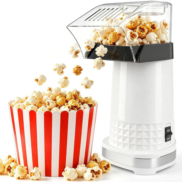 Popcorn Maker, Hot Air Popper for Healthy Oil-Free Snacks, 4.5QT Electric Popcorn Machine with Fast Popping & Easy Clean Design for Movie Nights, Family Fun, Game Night, Dorms, Kids & Home(White)