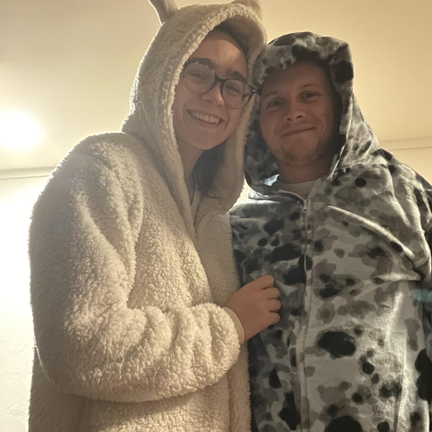 This Halloween Kristen and Sean were dressed up as two of their stuffed animals that they named Alfy (the Alpaca) and Tim (the Seal).