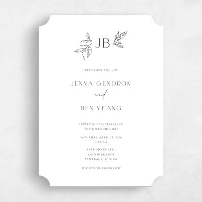 White Ticket Wedding Invitation - Phippsburg Portrait