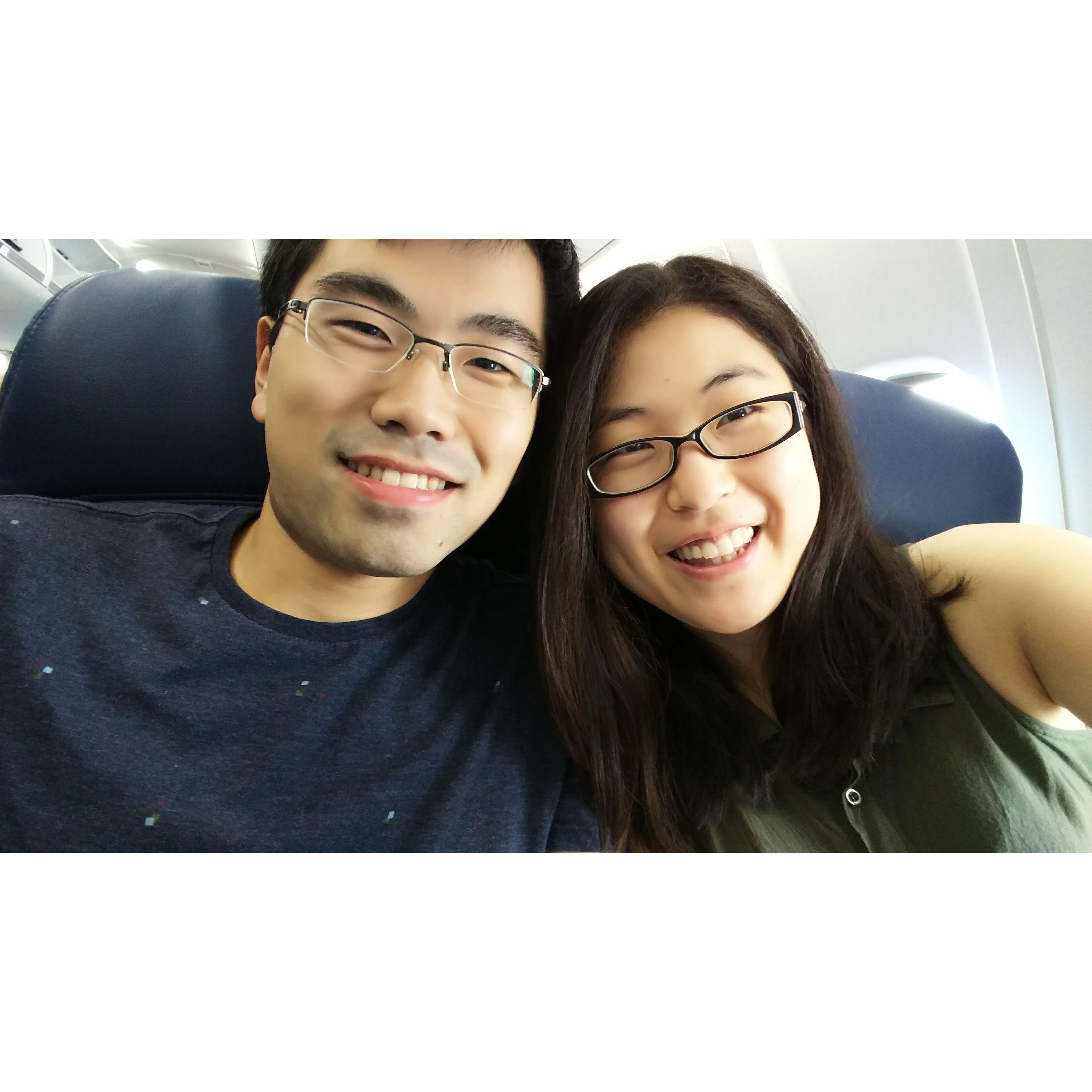 Our first trip on a plane together!