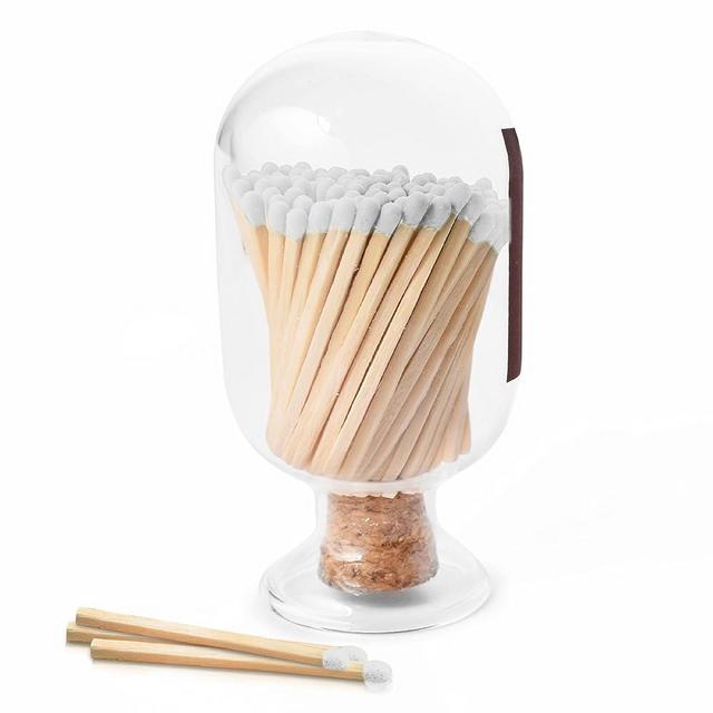Match Cloche Bottle Fireplace Matches Holder Matches Cloche for Large Matches Decorative Matches Match Holder with Striker - Mothers Days Gift – Home Décor – White Matches Included (Large, 500ml)