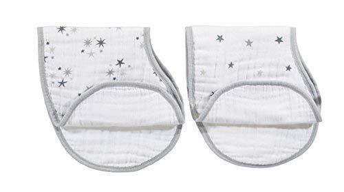 aden + anais Classic Burpy Bib, 100% Cotton Muslin, Soft Absorbent 4 Layers, Multi-Use Burp Cloth and Bib, 22.5 X 11, 2-Pack, Twinkle - Stars