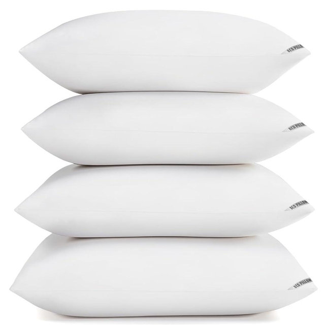 Piwaal Luxury Hotel Pillows for Sleeping 4 Pack,Bed Pillows Standard Size Set of 4,Down Alternative Filling,Pillows for Back,Stomach or Side Sleepers