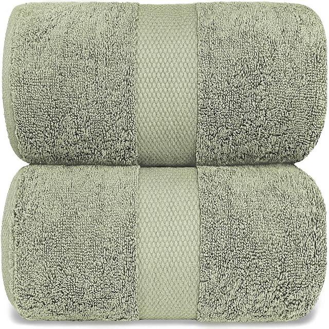 White Classic Luxury Bath Sheet Towels Extra Large | Highly Absorbent Hotel spa Collection Bathroom Towel | 35x70 Inch | 2 Pack (Green)