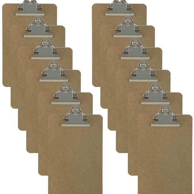 Trade Quest Memo Size 6'' x 9'' Clipboards Standard Clip Hardboard (Pack of 12) (Pen Not Included - for Scale Only)