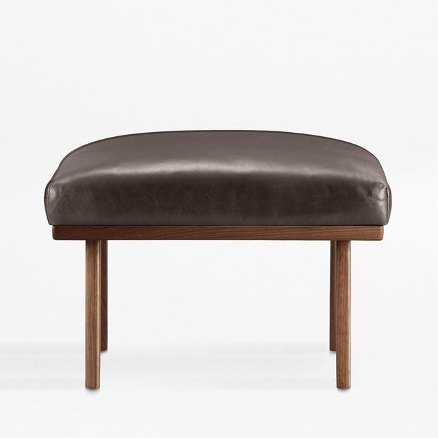Cavett Leather Wood Frame Ottoman