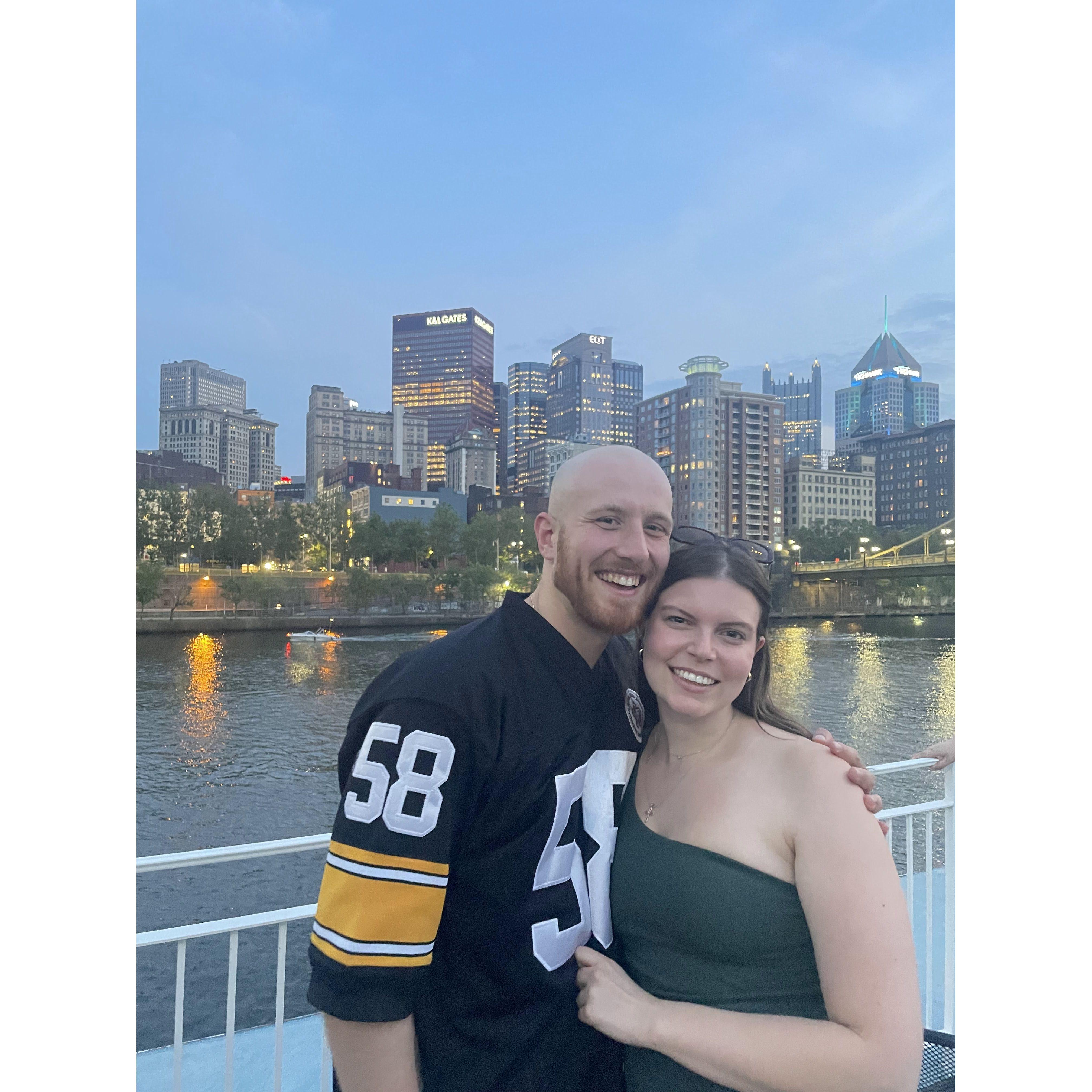 Bill, a lifelong Steelers fan, was overjoyed when Marcy suggested a weekend trip to Pittsburgh before Bill started teaching again in the Fall.