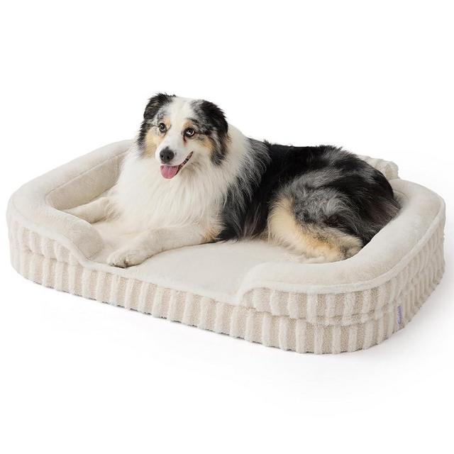 LE SURE Cute Dog Beds for Extra Large Dogs, Orthopedic Waterproof XL Pet Bed with Sides, High Back Non-Slip and Egg-Crate Foam Big Dog Couch Sofa with Washable Removable Cover, Beige