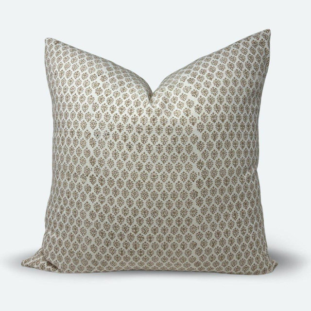 Square Pillow Cover - Sandy Bloom Block Print | 20"x20" | 22"x22"
