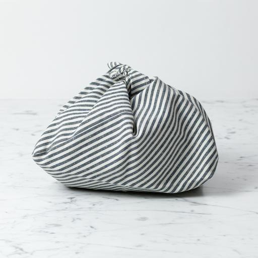 Organic Cotton + Hemp Bento Bag - Grey Tick Stripe - Medium