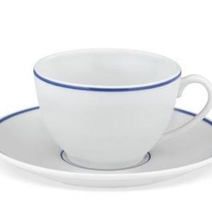 Brasserie Blue-Banded Porcelain Soup Bowls - Set of 4