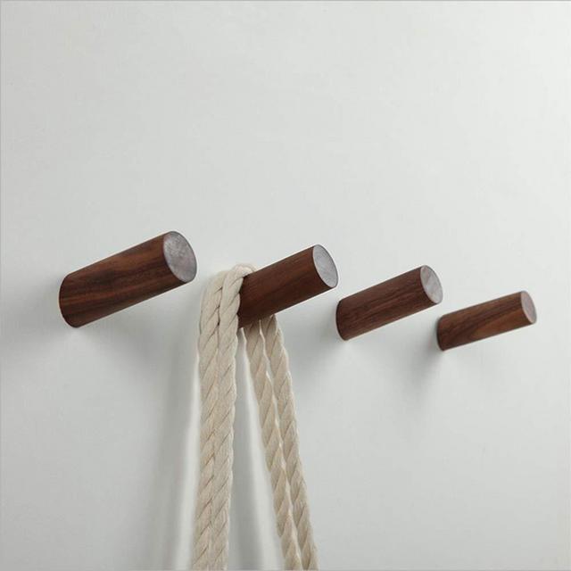 2 Pcs Natural Wooden Wall Hooks