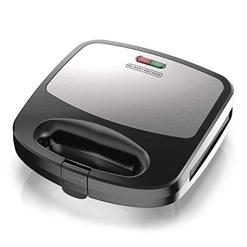 Black+Decker WM2000SD 3-in-1 Morning Meal Station Waffle, Grill, or Sandwich Maker, Compact Design, Black/Silver