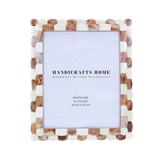 Handicrafts Home Photo Picture Frame - 8x10 Handmade Gift Photo Frames - Brown & White
