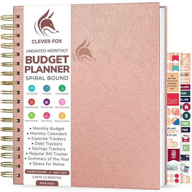 Clever Fox Budget Planner – Coiled Budget Book with Colorful Pages, Monthly Financial Planner, Budgeting Organizer & Expense Tracker Notebook, Finance Journal, 8.5x9.5″ Hardcover – Rose Gold