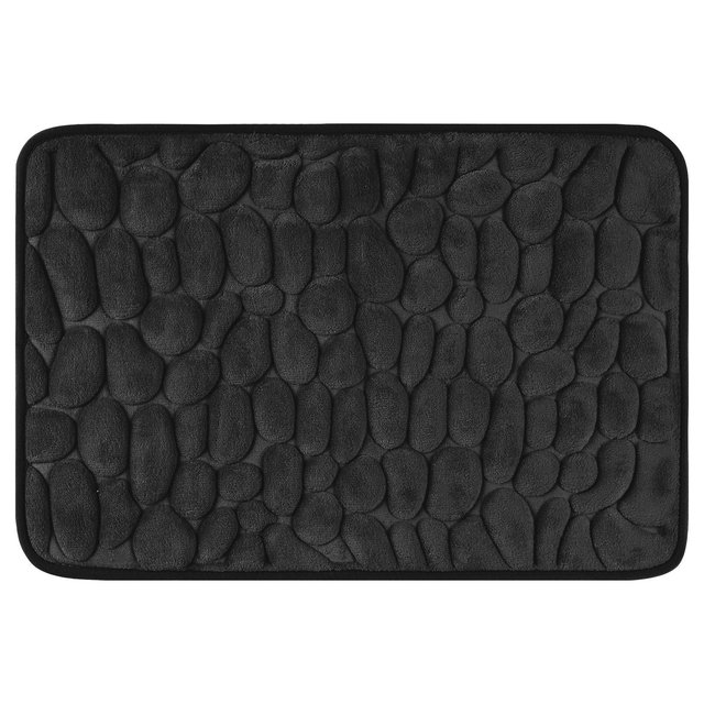 Unique Bargains Memory Foam Ultra Soft Non-Slip Water Absorbent Quick Dry Bathroom Mats Black 16" x 24"