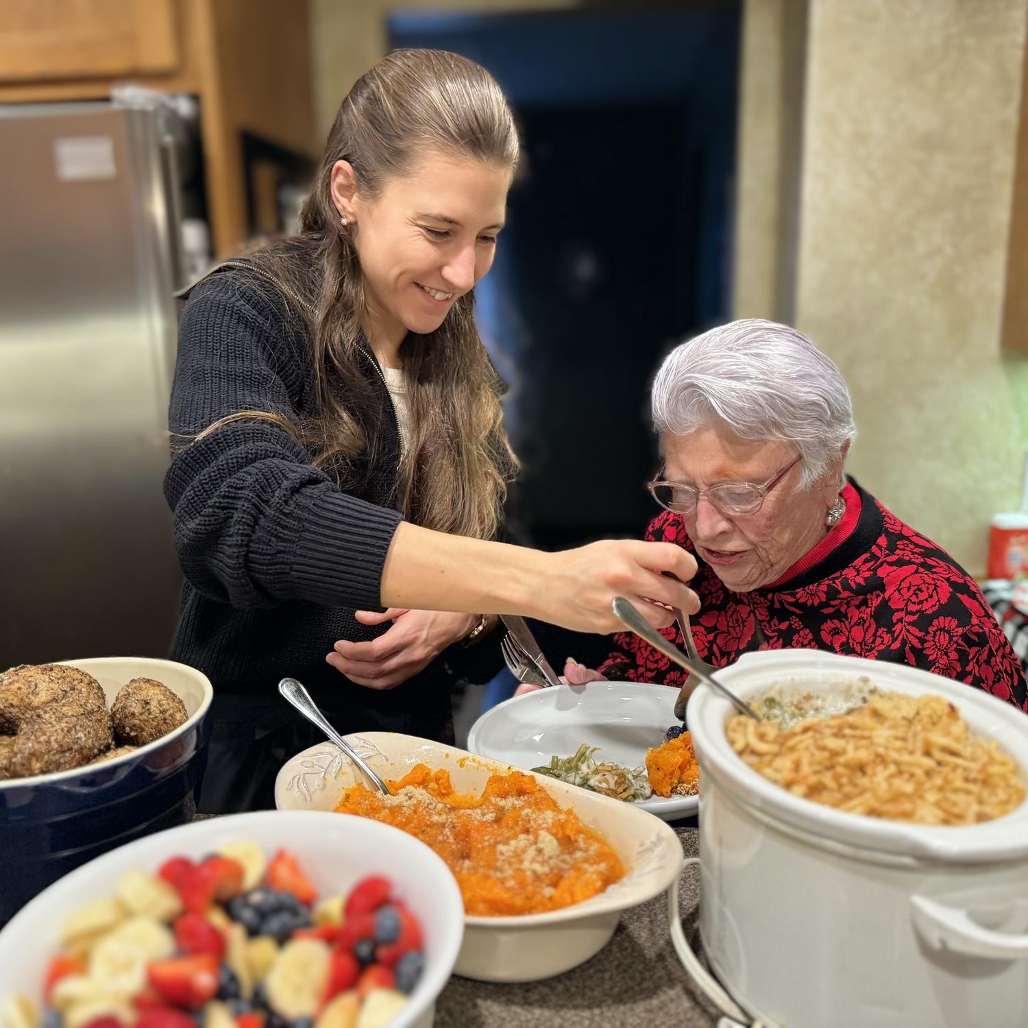 Kelsey dishing it up for Grandma Nancy
