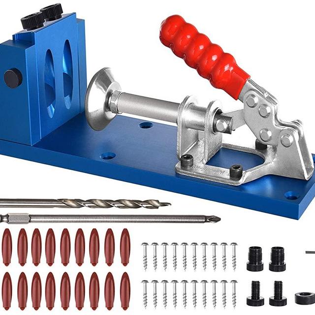 Pocket Hole Jig Kit Dowel Drill Joinery Screw Kit All-In-One Aluminum System Set Jig Wood Woodwork Guides Joint Angle Tool Carpentry Locator