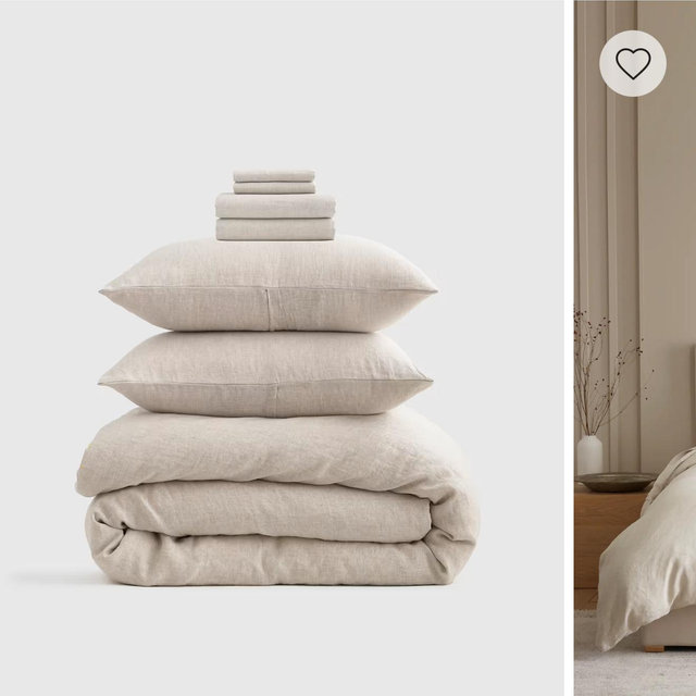 European Linen Chambray Deluxe Bedding Bundle - Natural, King