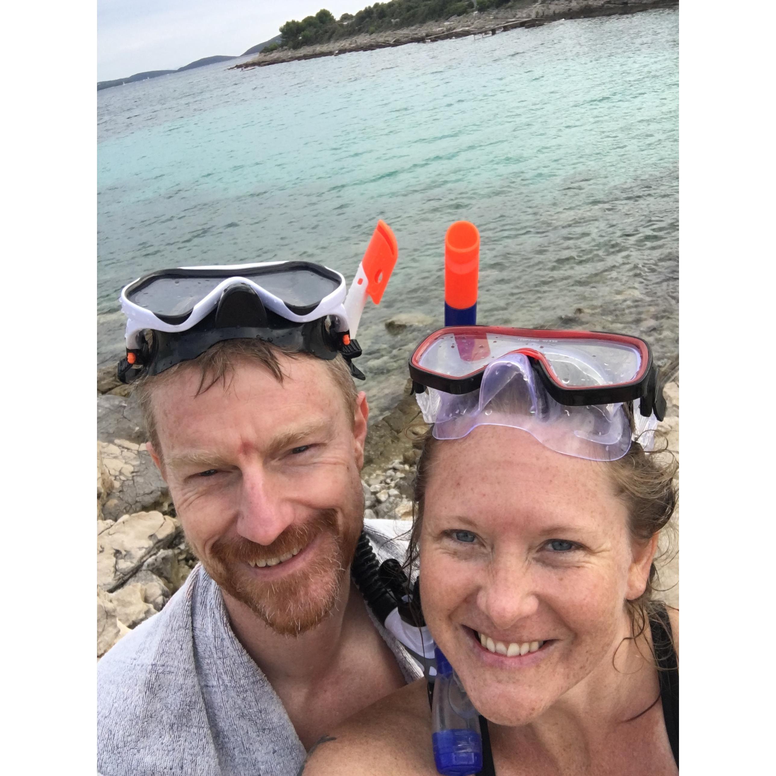 We bought snorkling gear and took our rental bikes around this small island and swam in every cove. A cloudy day but we didn't mind having the beaches to ourselves.