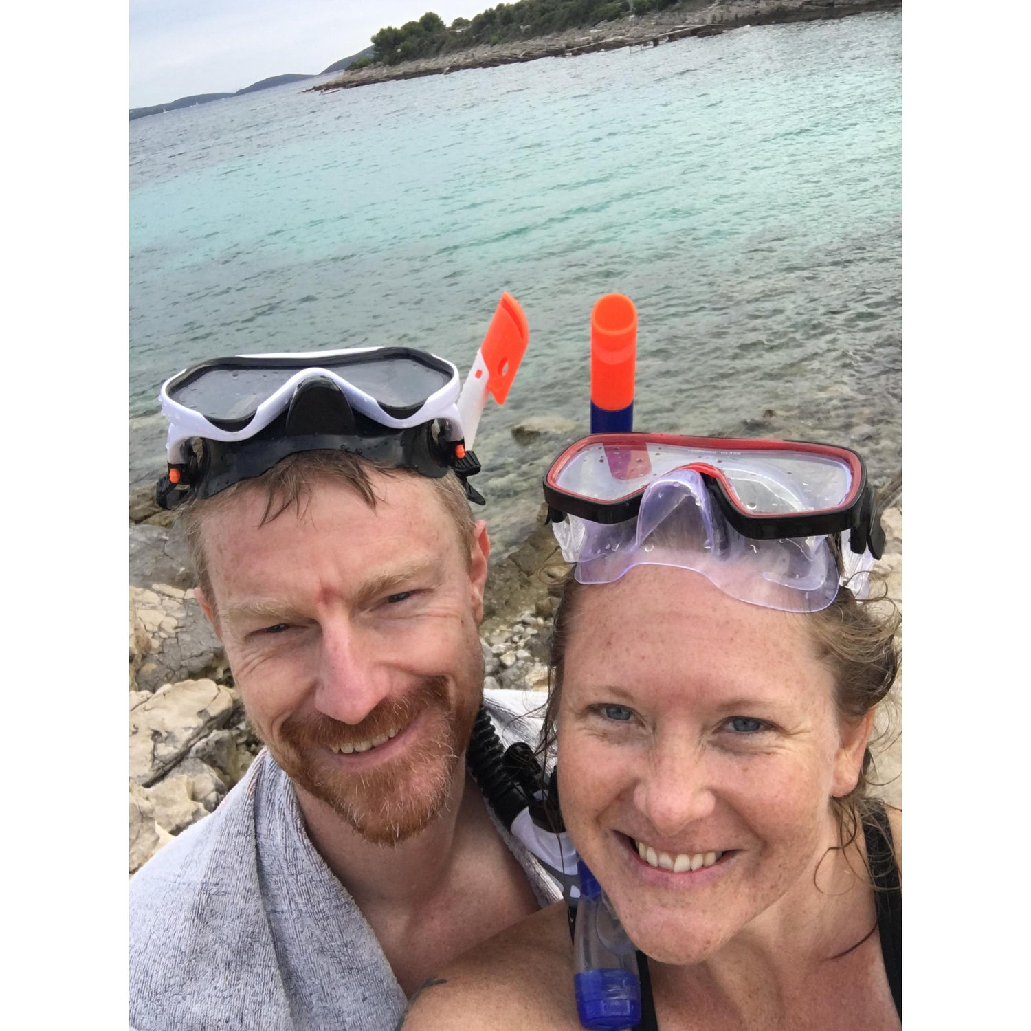 We bought snorkling gear and took our rental bikes around this small island and swam in every cove. A cloudy day but we didn't mind having the beaches to ourselves.