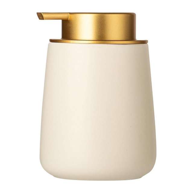 Enra Ceramic Soap Dispenser,12 oz Hand Lotion Dispenser with Gold Pump,Refillable Dish Soap Dispenser,Modern Liquid Soap Dispenser for Bathroom,Kitchen with Easy-to-Press Pump(Beige Liquid Glod Pump)