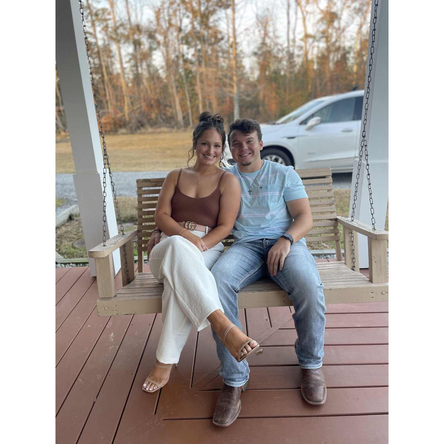 First of many pictures on our Aunt Jeanne and Uncle Robert's porch during the holidays!
