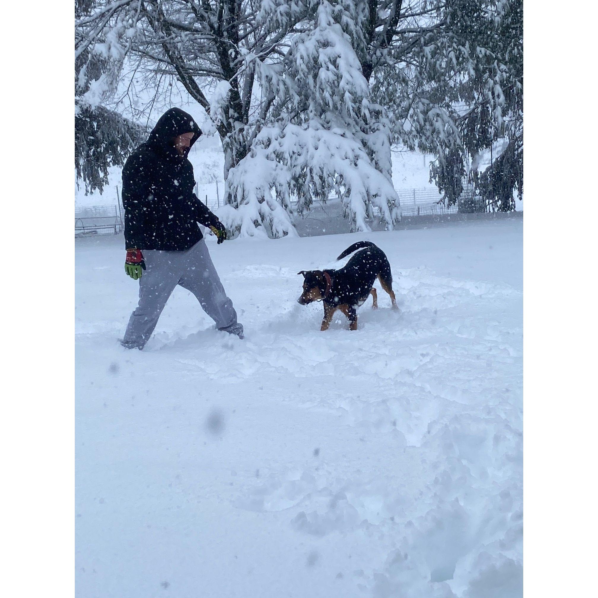 Xander had way too much fun this past winter. So much snow! I made Eric go out with him lol.
