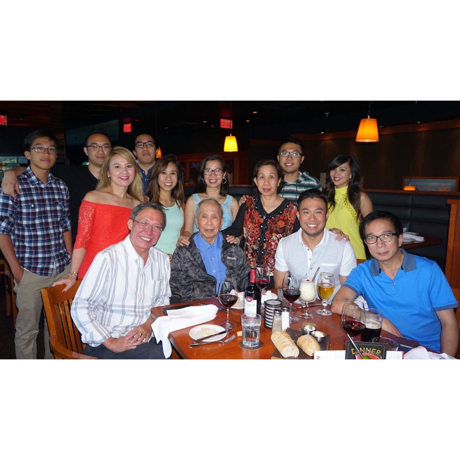 With Martin's family celebrating Grandpa's birthday in Niagara Falls.
