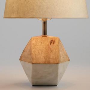 White Marble and Wood Liam Accent Lamp Base