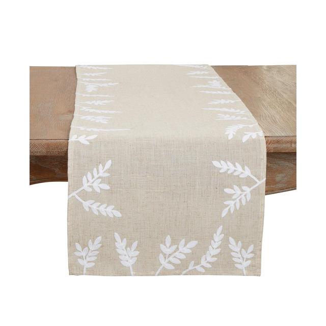 Saro Lifestyle Foliage Embroidery Table Runner, 16"x120"