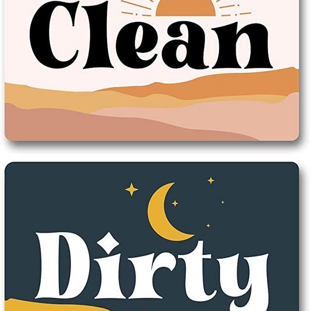 Boho Decor Dishwasher Magnet Clean Dirty Sign, Strong Clean Dirty Magnet for Dishwasher, Universal Dirty Clean Dishwasher Magnet Indicator for Kitchen Organization, Refrigerator Dish Wash Sign Magnet