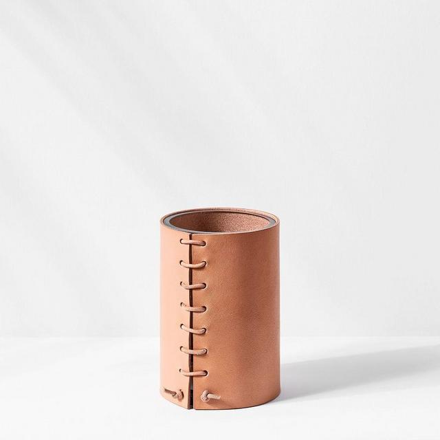 Made Solid Leather Wrapped Vase, X-Small