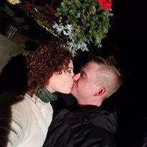 Kissing under the mistletoe