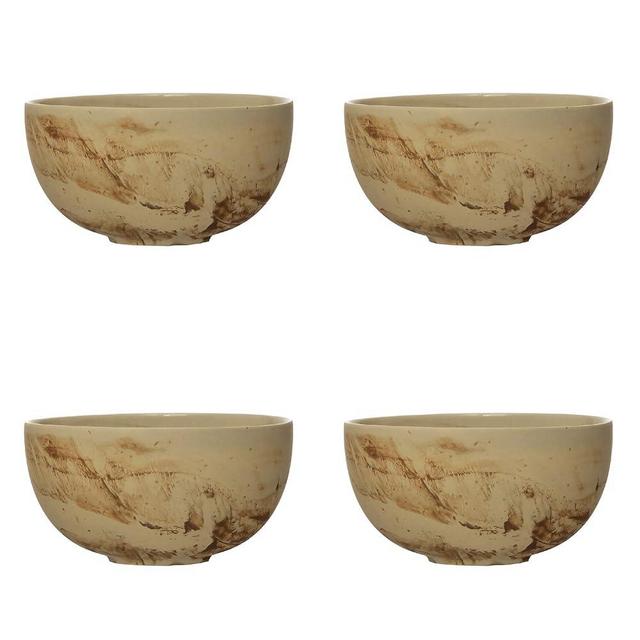 Bloomingville Matte Sand Stoneware, Reactive Glaze, Set of 4 Bowl Set, 6" L x 6" W x 3" H, Multicolor