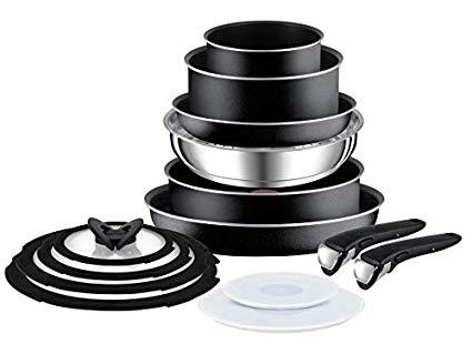 Tefal L2009542 Ingenio Essential 14 Piece Pots and Pans Set, Black- Not compatible with induction hob