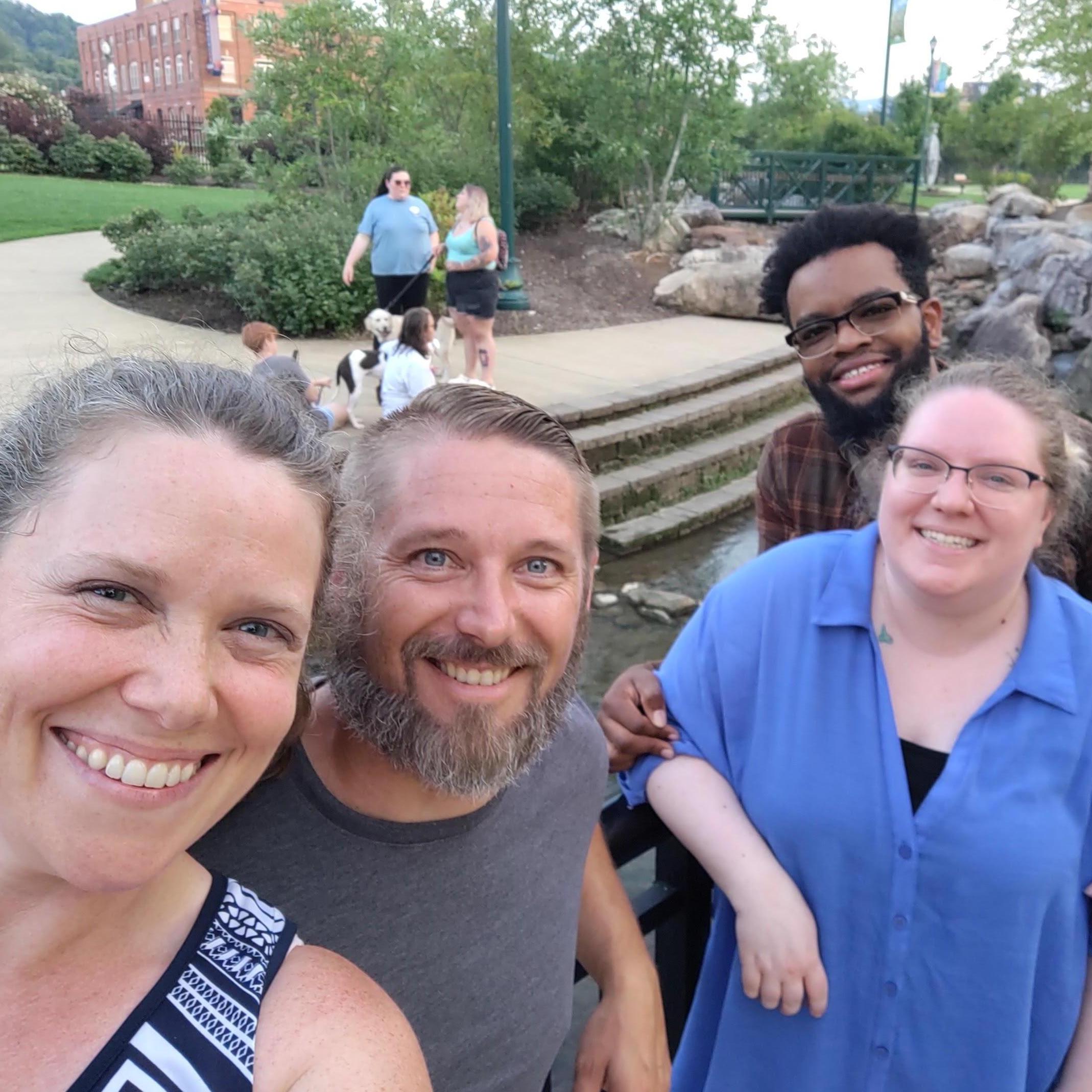 July 2021 - an evening in Johnson City with friends Abby and Will.