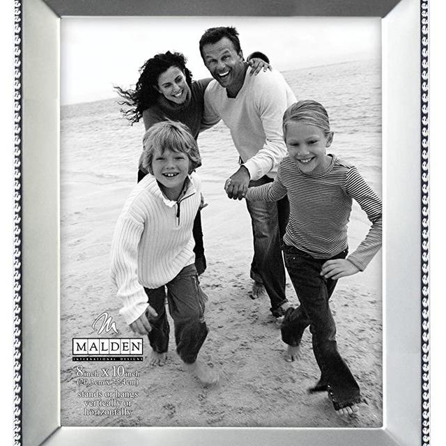 Malden International Designs Marquee Bead Satin Nickel Picture Frame, 8x10, Nickel