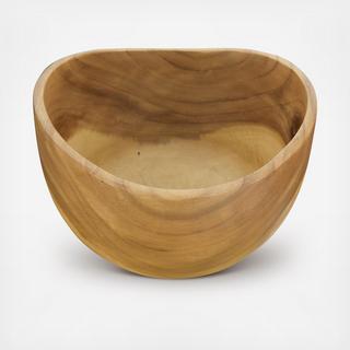 Carved Acacia Wood Serving Bowl