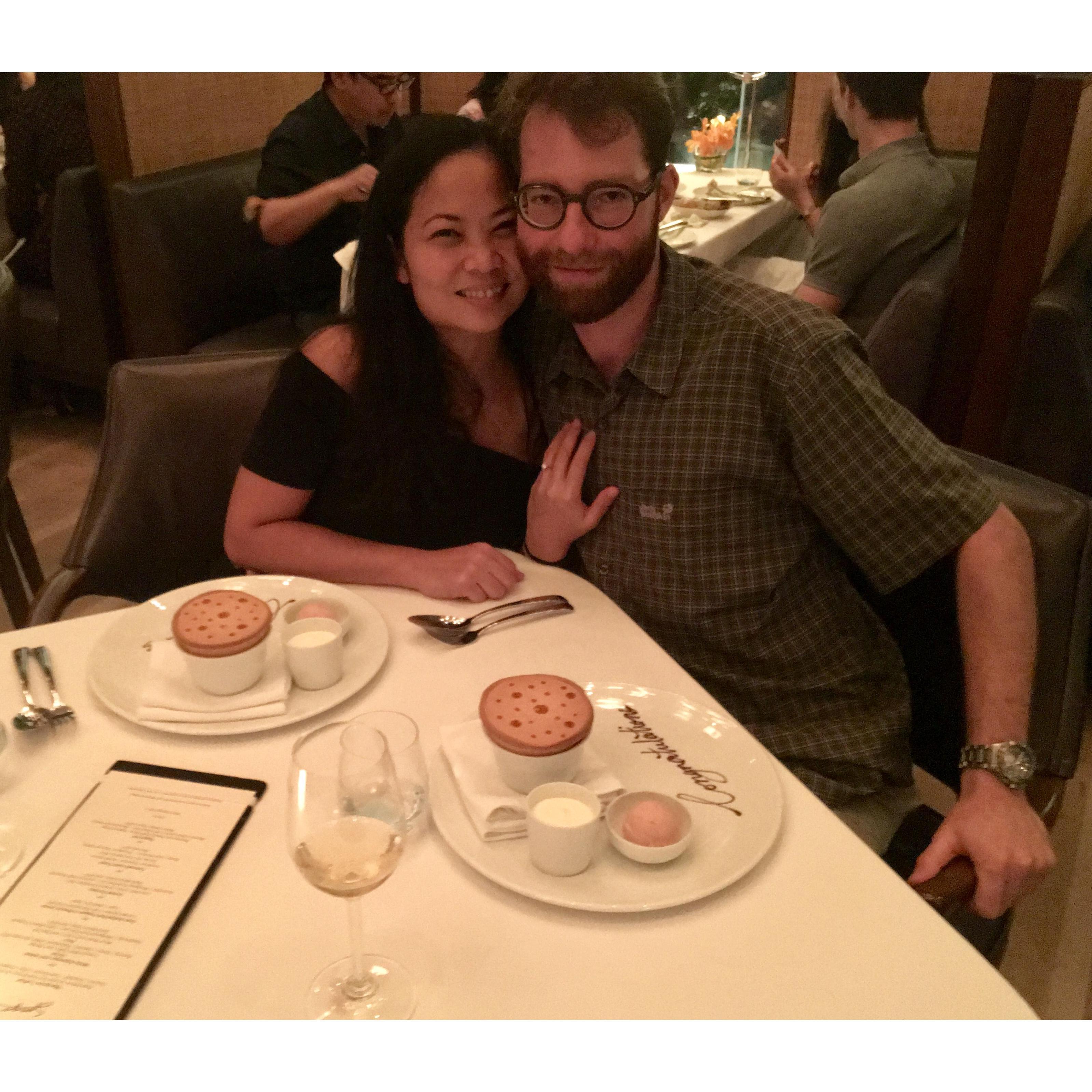 Celebrating our engagement at Marina Bay Sands