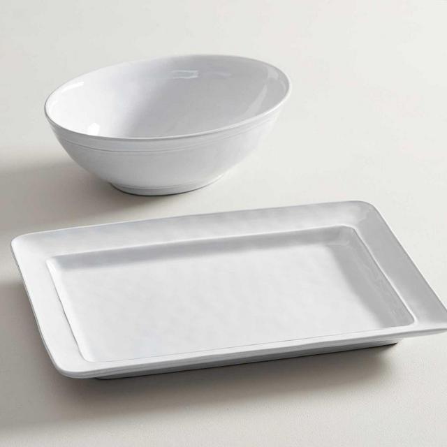 Cambria Recycled Stoneware Serving Platter & Bowl Set - Fog