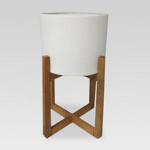 Wood & Stoneware Indoor Planter Large- White - Project 62™